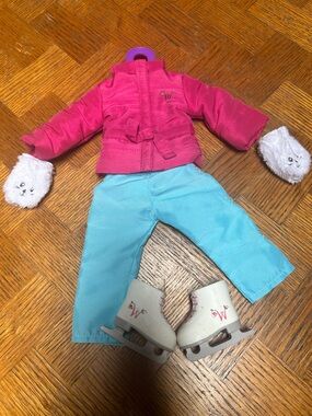 Winter Skating Outfit for Dolls - Pink Jacket & Blue Pants